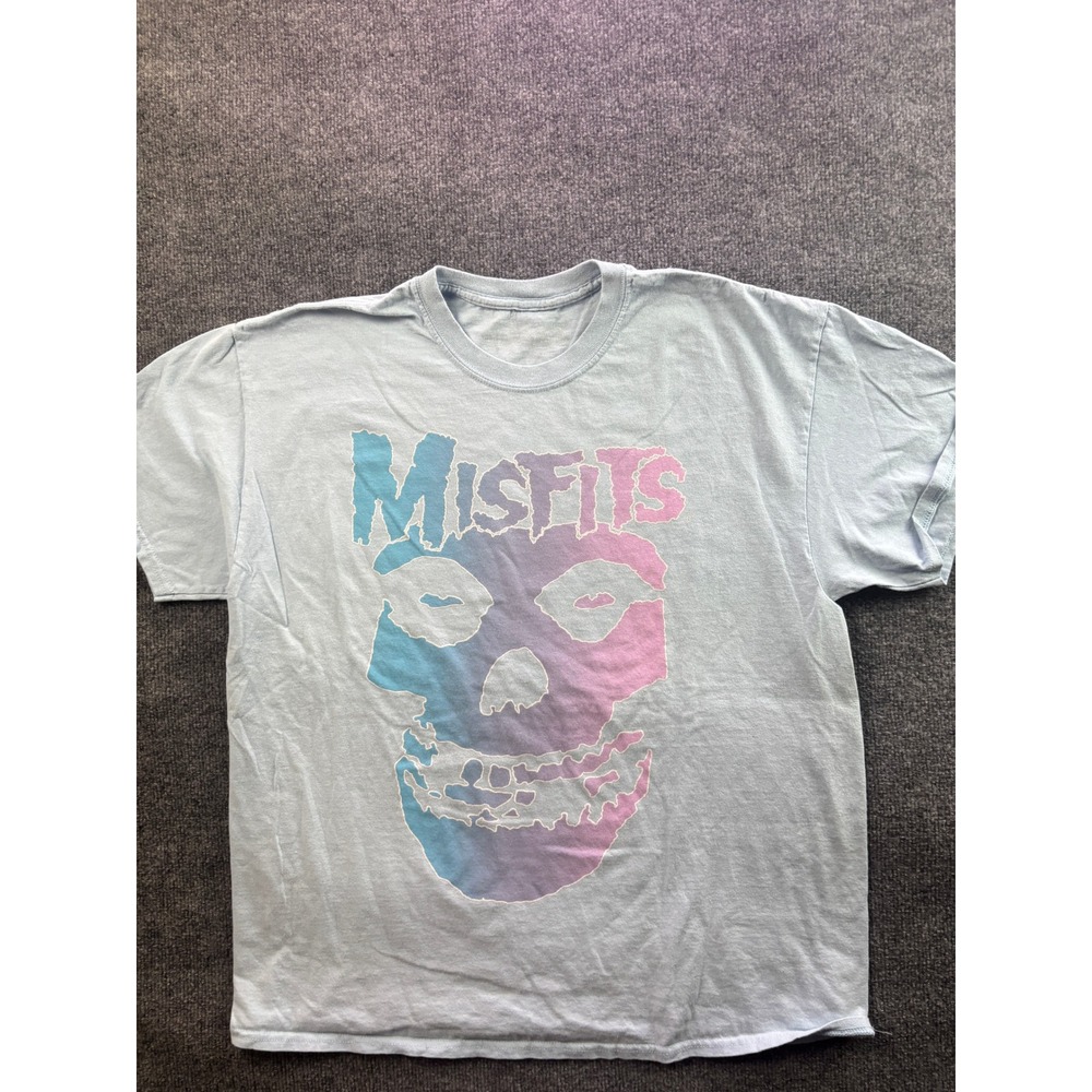 Misfits Pastel Ombre T-Shirt Adult XL Blue Pink Gradient Skull Punk Rock Tee